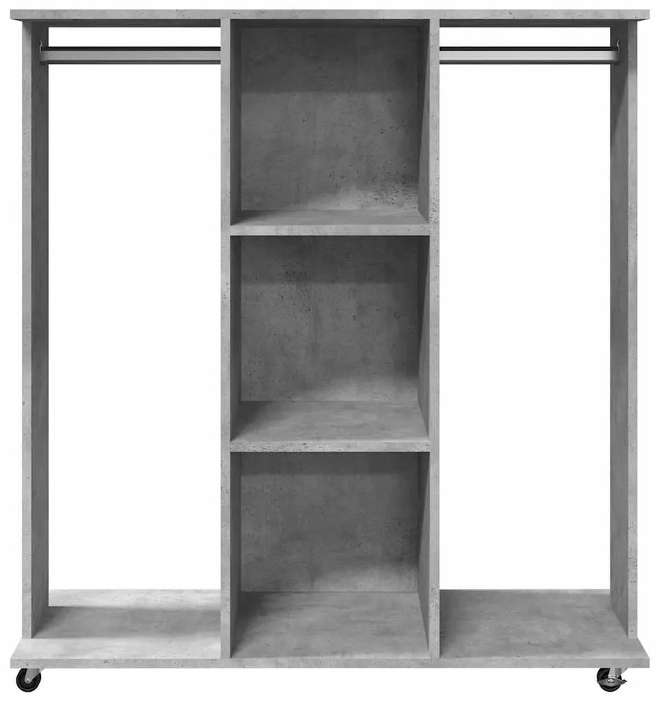 Roupeiro c/ rodas 102x38x110 cm deriv. madeira cinzento cimento