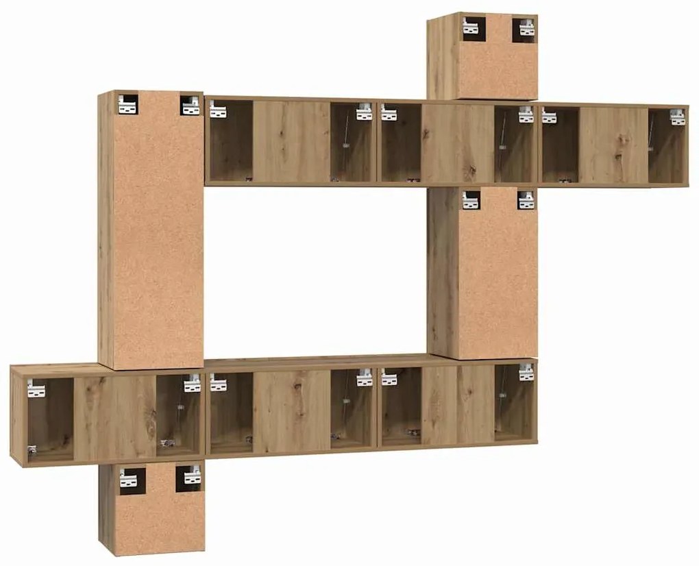 Conjunto de móvel de TV 10 pcs carvalho artisiano