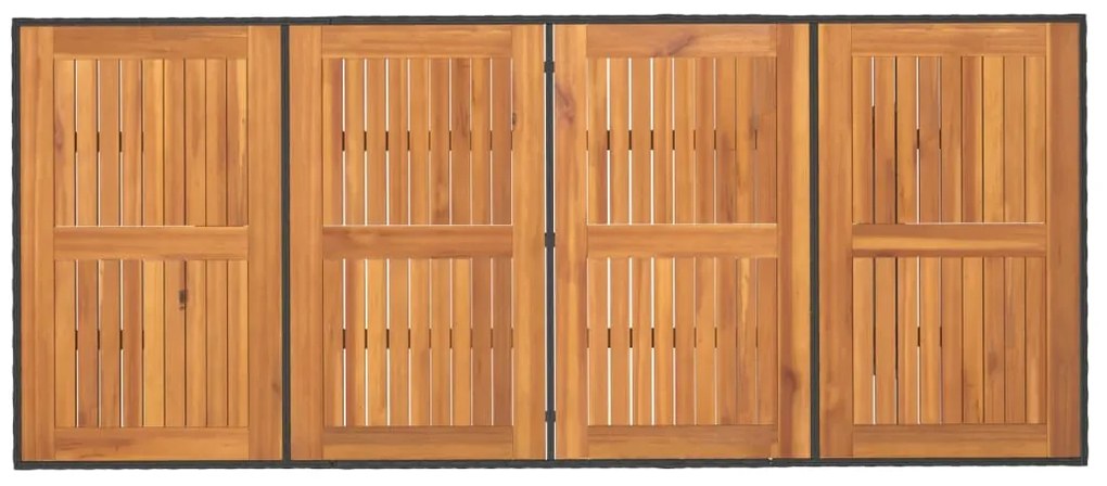 Mesa de jardim com tampo em acácia 190x80x74 cm vime PE preto
