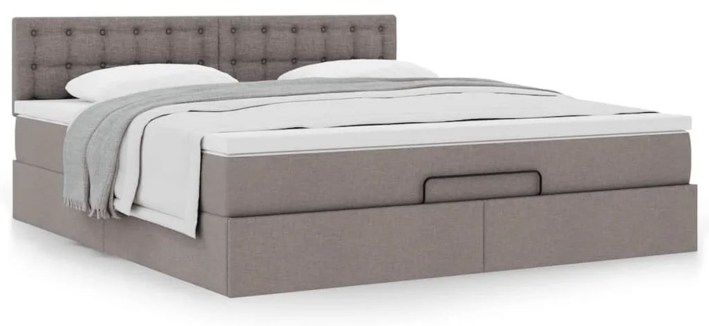 Estrutura de cama otomana com colchão tecido cinzento 160x200cm