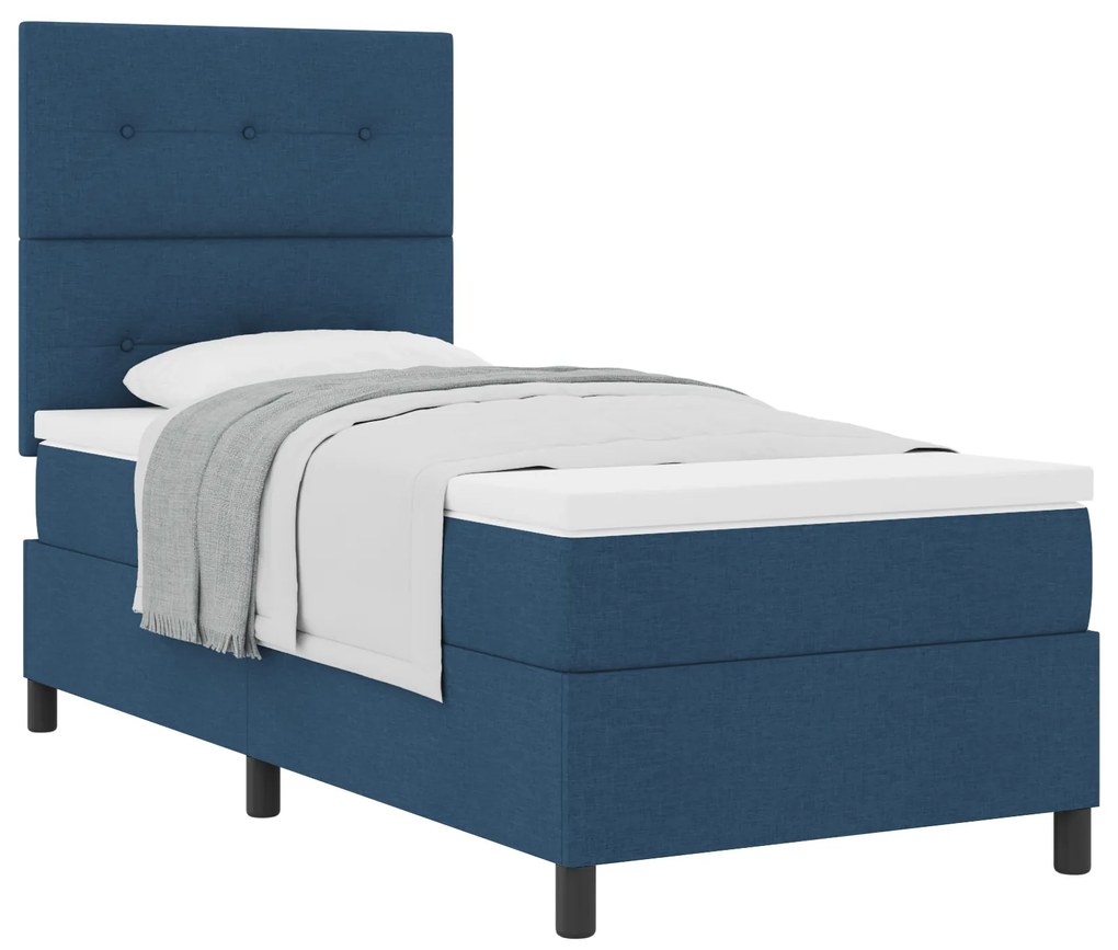 Cama Box com Colchão Azul 90x200 cm Tecido