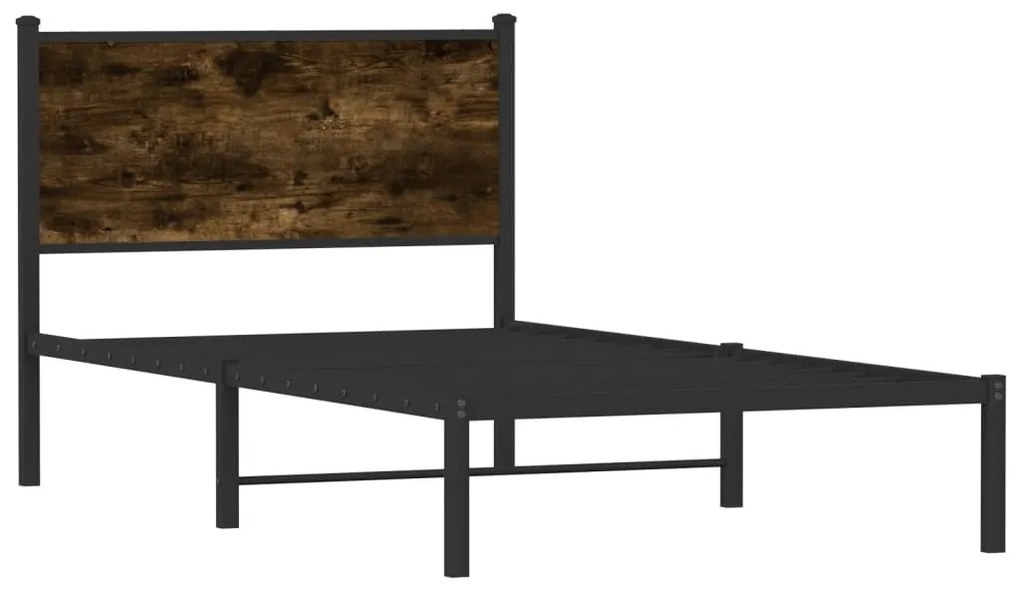 Estrutura de cama sem colchão 100x200 cm metal carvalho fumado