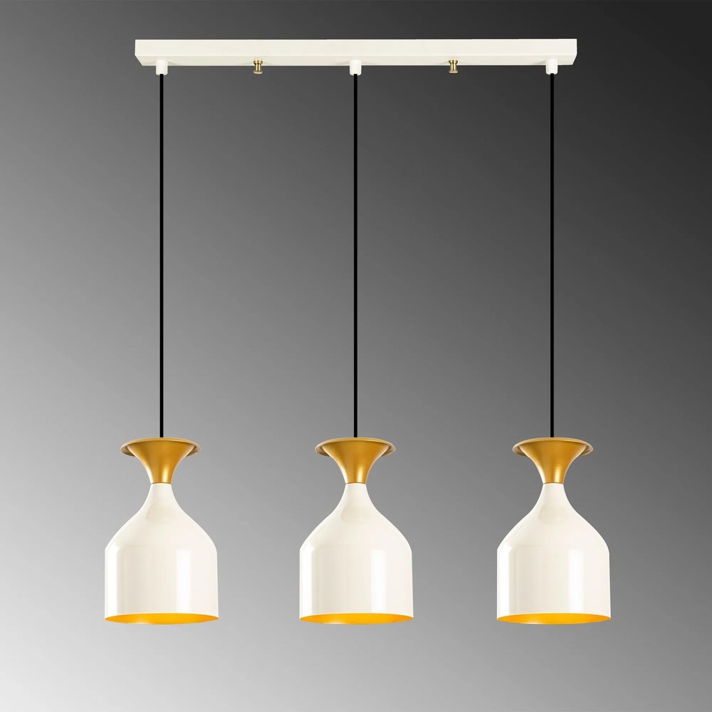 Candeeiro de Teto Sivani – Branco e Dourado – 67 x 17 cm