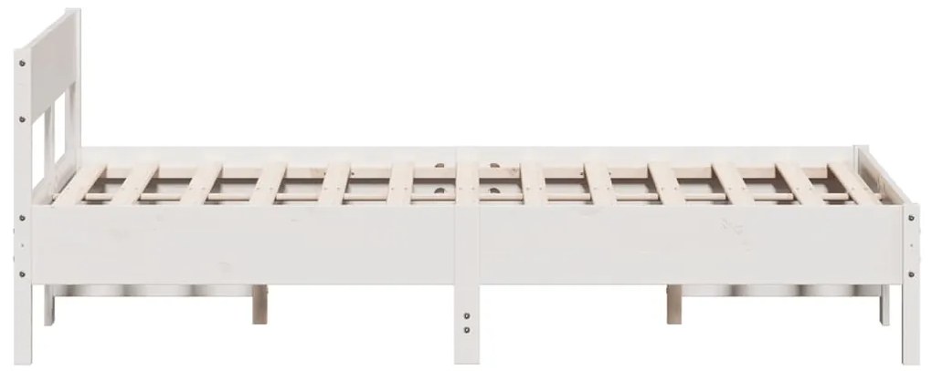 Cama sem colchão 140x190 cm madeira de pinho maciça branco