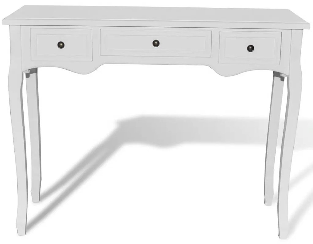 Toucador/mesa consola com três gavetas branco