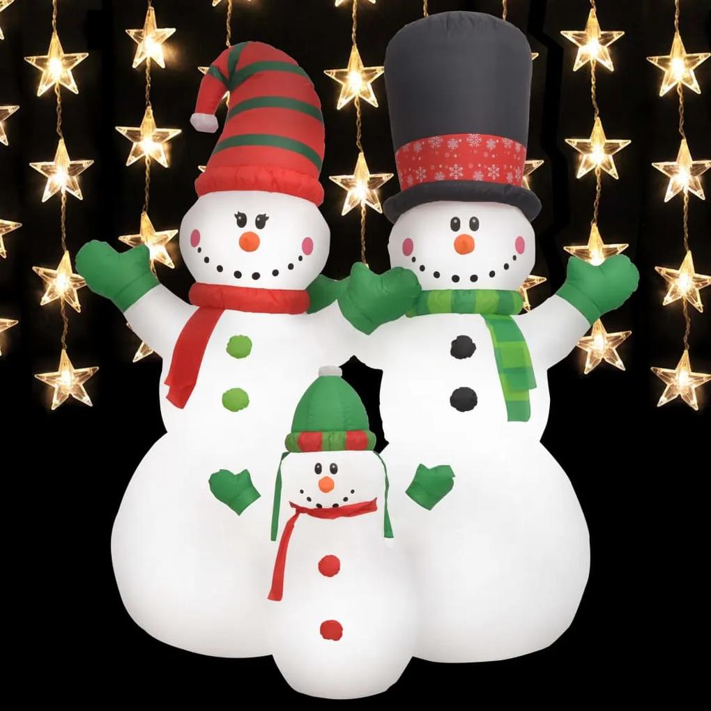 Família bonecos de neve insuflável com luzes LED 240 cm