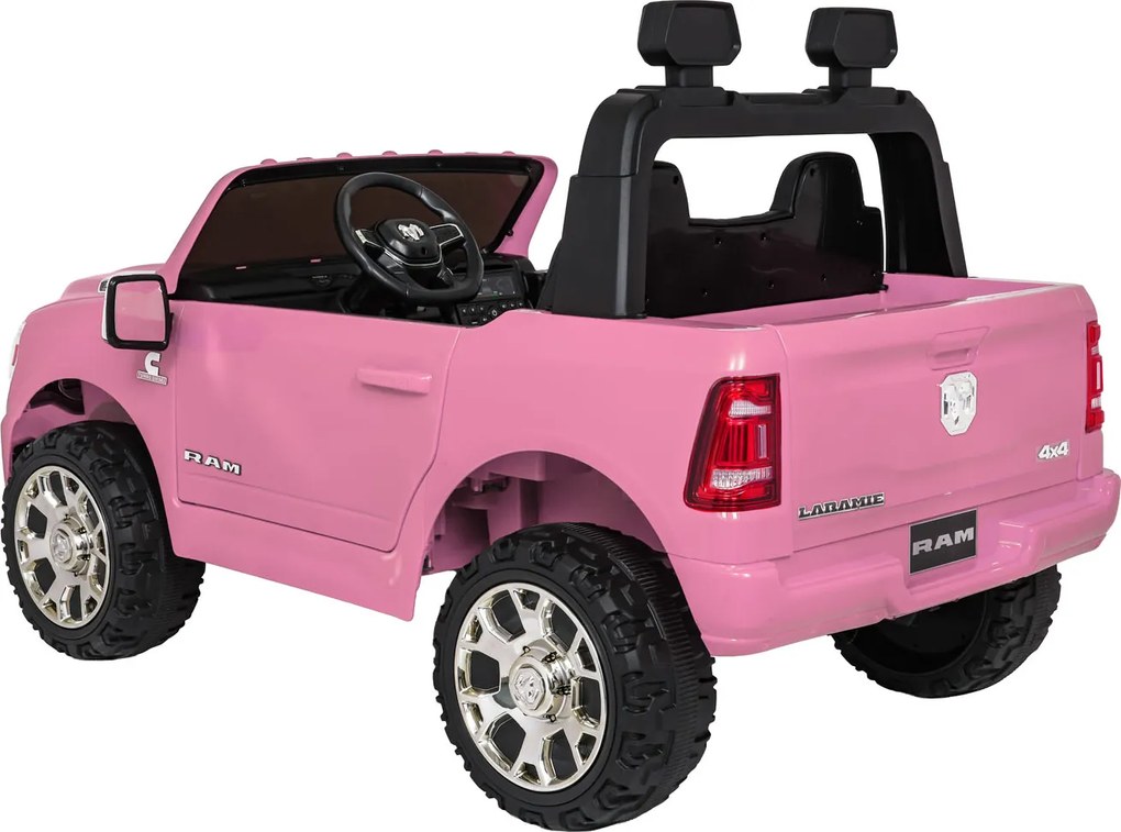Jipe elétrico para Crianças 24V RAM 3500 Rodas de espuma EVA, assento Couro ecológico Rosa