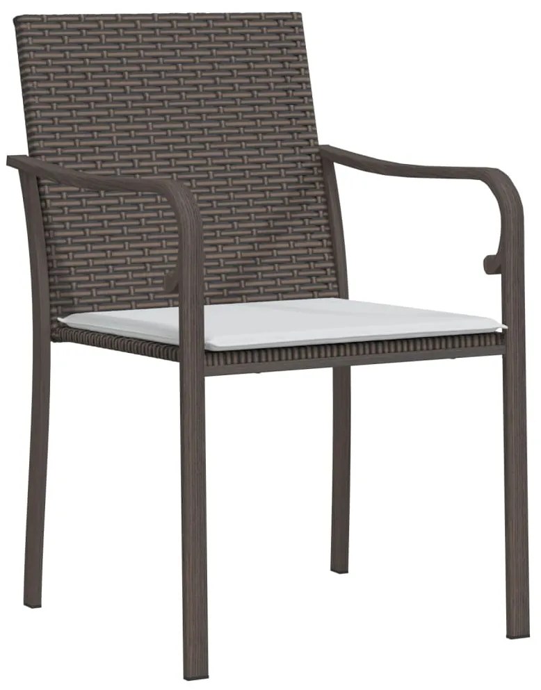 9 pcs conjunto de jantar p/ jardim com almofadões vime PE e aço