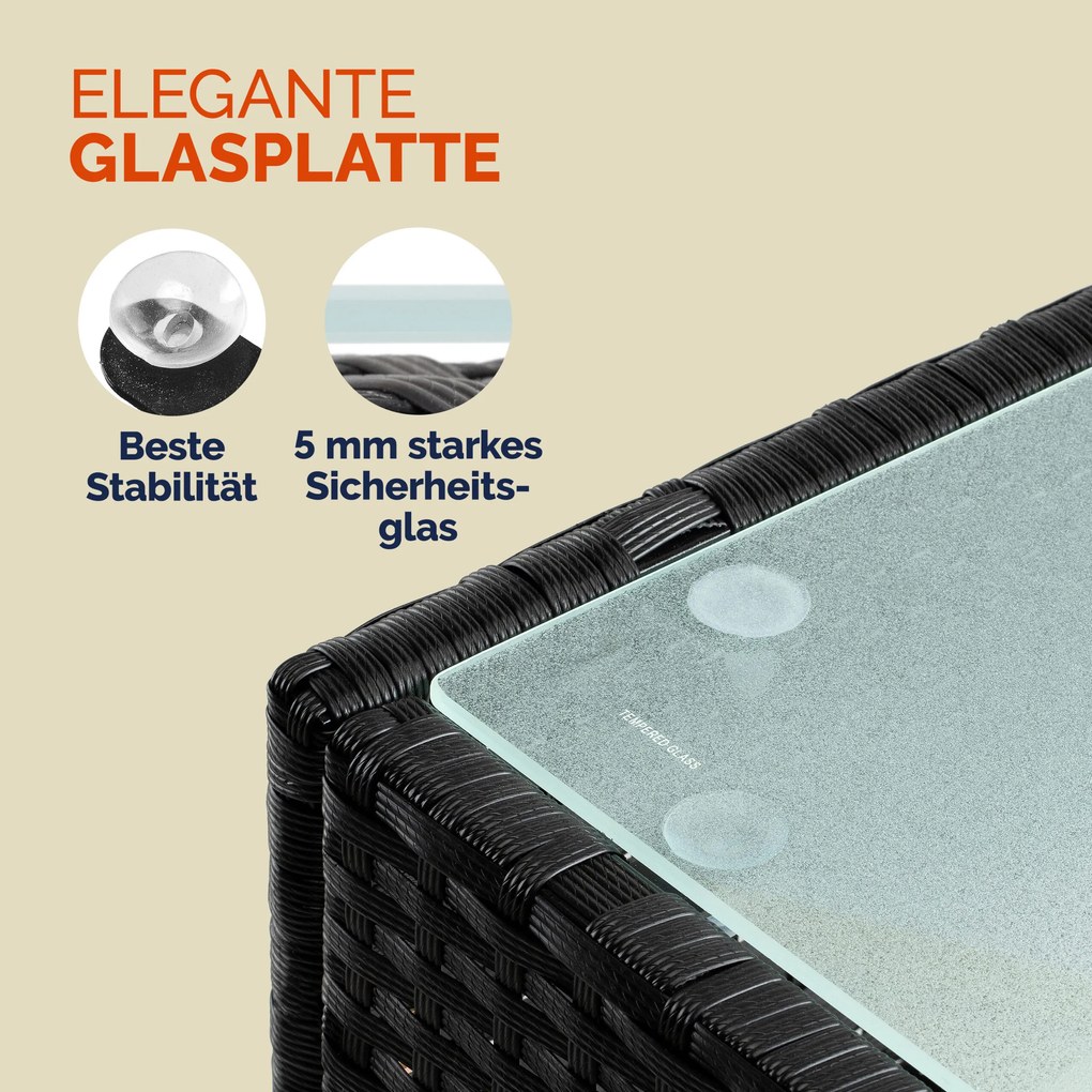 Mesa auxiliar jardim em polyrattan 58 x 58 x 42 cm Preto