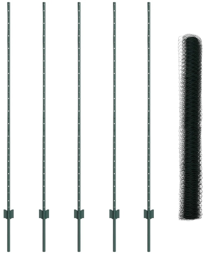 Postes de Cerca vidaXL 5 pcs Canal U Verde 160 cm Aço