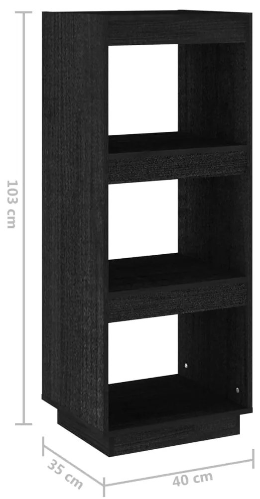 Estante/divisória 40x35x103 cm pinho maciço preto