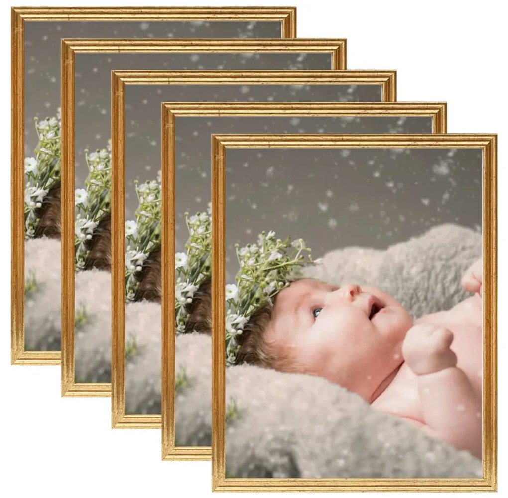 332447 vidaXL Molduras para parede ou mesa 5 pcs 70x90 cm MDF dourado