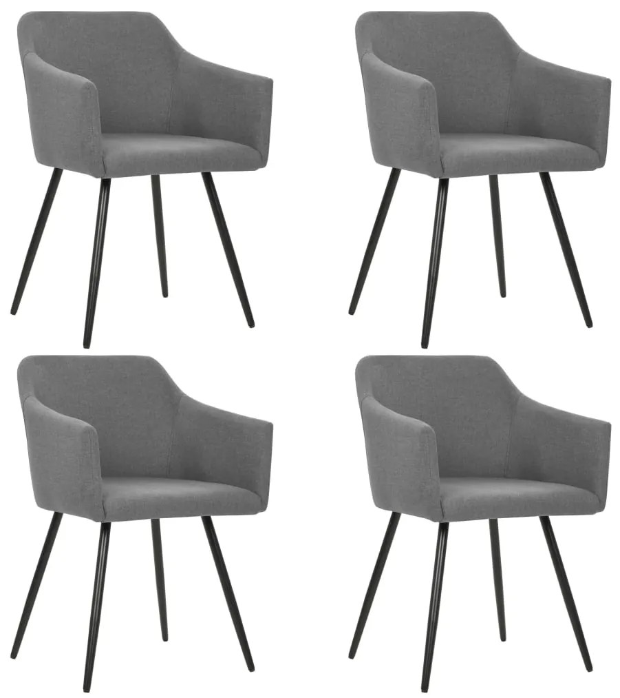 vidaXL Cadeiras de jantar 4 pcs tecido cinzento-claro