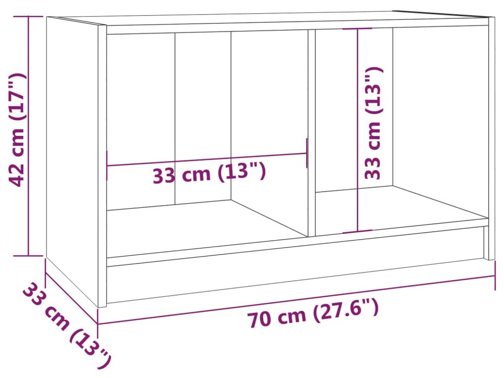 Móvel de TV 70x33x42 cm madeira de pinho maciça