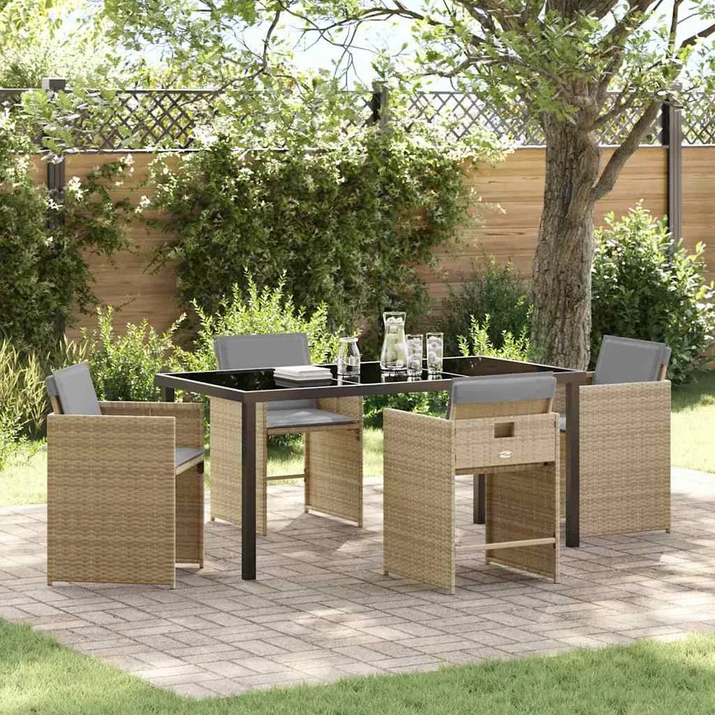 vidaXL Conjunto de Jantar para Jardim 5 pcs Bege Rattan Sintético