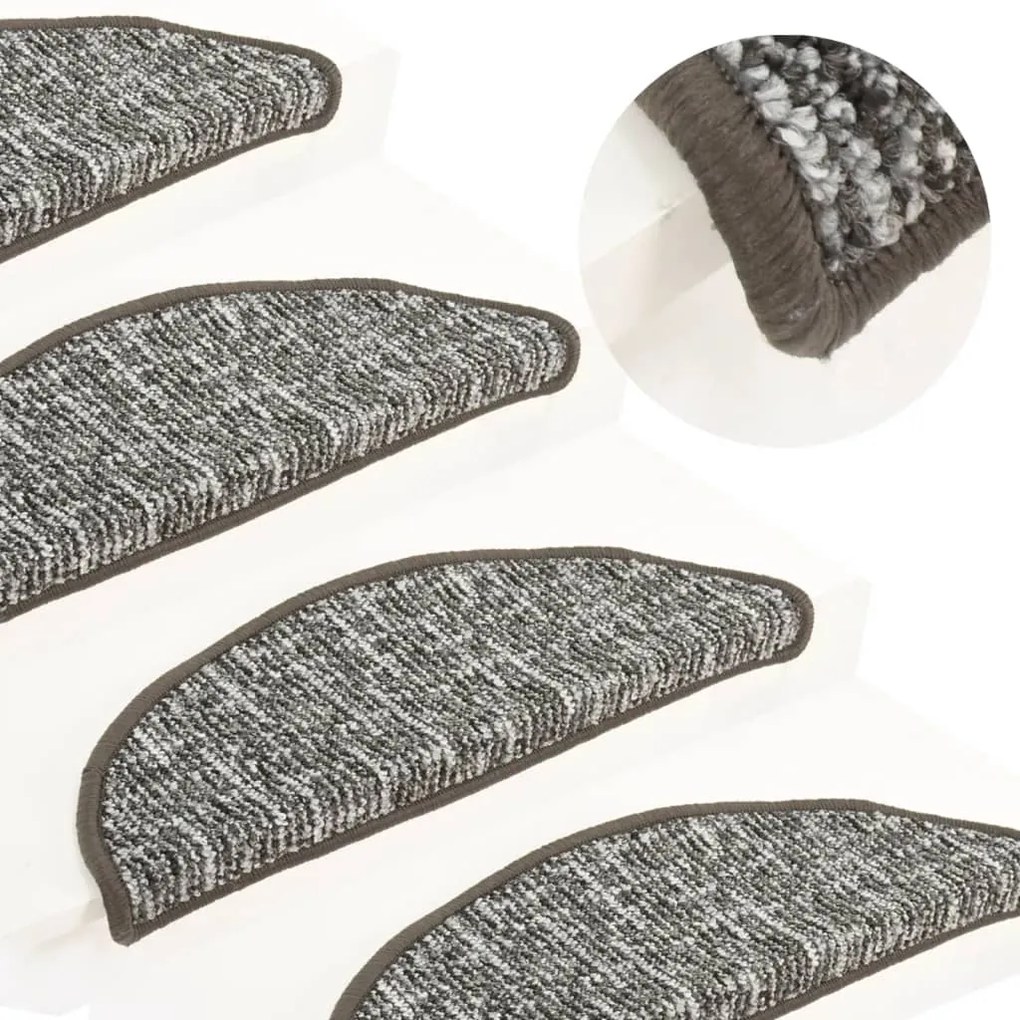 vidaXL Tapete/carpete para degraus 15 pcs 65x21x4 cm antracite
