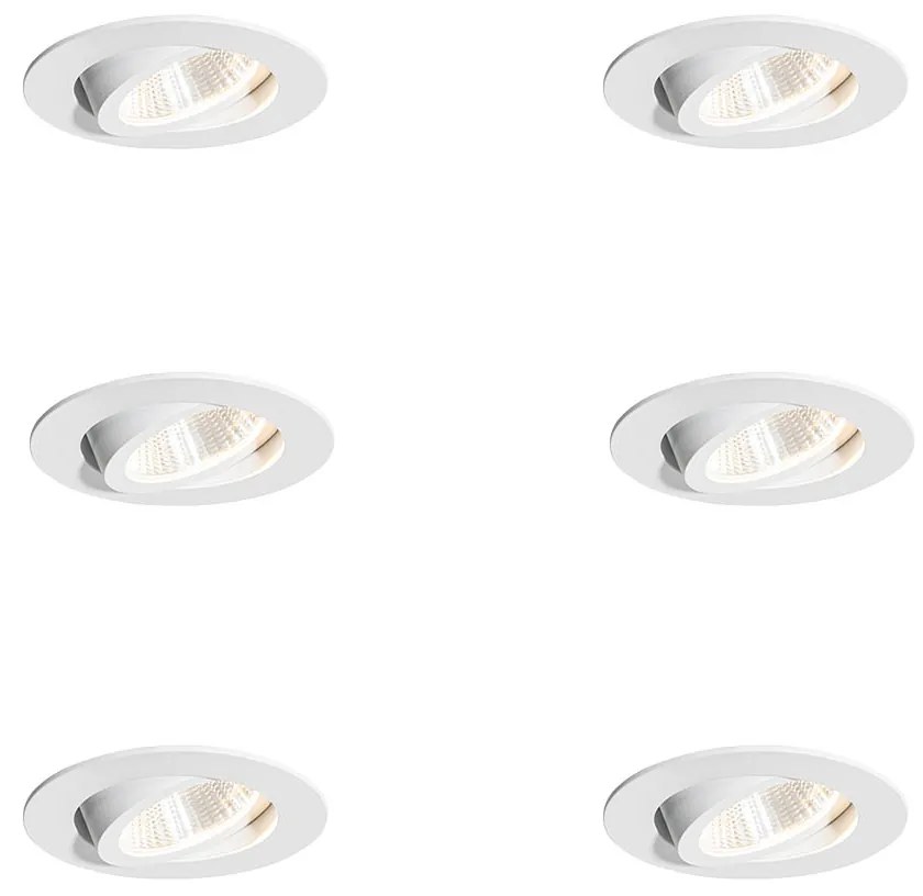 Conjunto de 6 focos embutidos brancos 6,8cm Incl. LED 750 lm regulável IP23 - Gaius Moderno