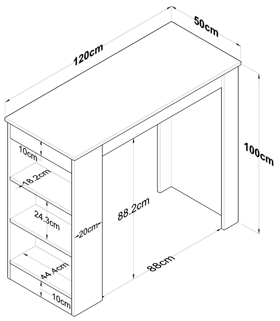 Mesa de Cozinha JA103 – Nogueira – 120x100x50 cm