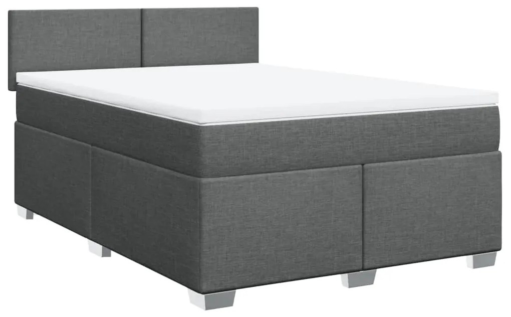 Cama com molas/colchão 160x200 cm tecido cinzento-escuro