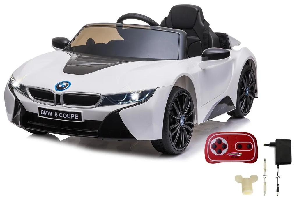 Carro elétrico infantil bateria BMW I8 Coupe 12V Controlo Remoto 2,4GHz Branco