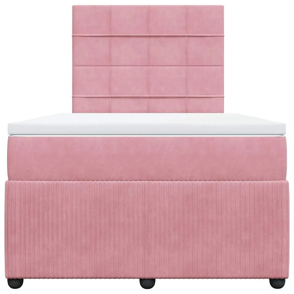 Cama boxspring com colchão 120x190 cm veludo rosa