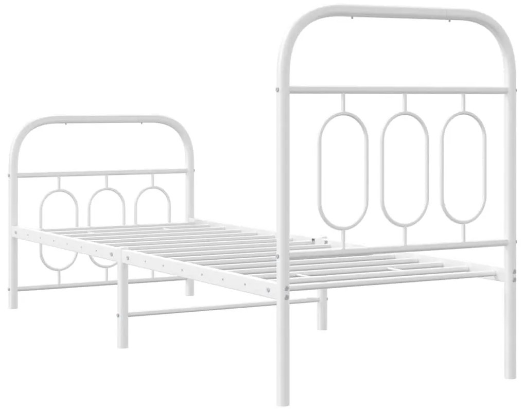 Estrutura de cama com cabeceira e pés 75x190 cm metal branco