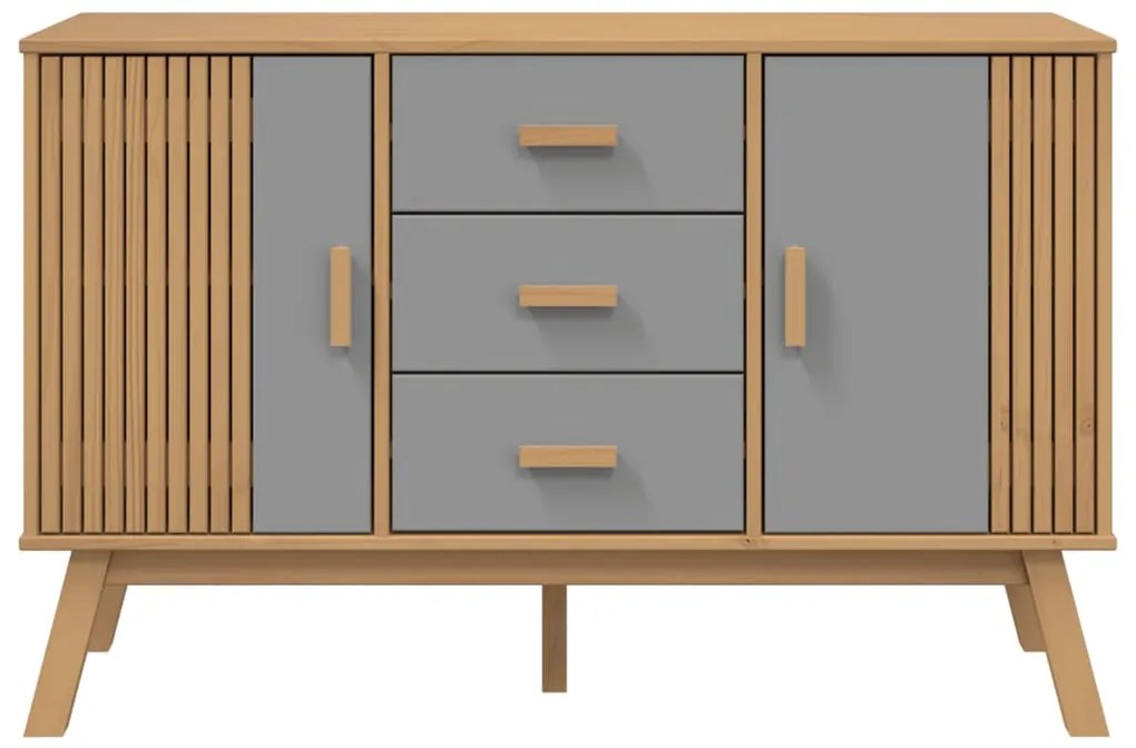 Aparador OLDEN 114x43x73,5 cm pinho maciço cinzento e castanho