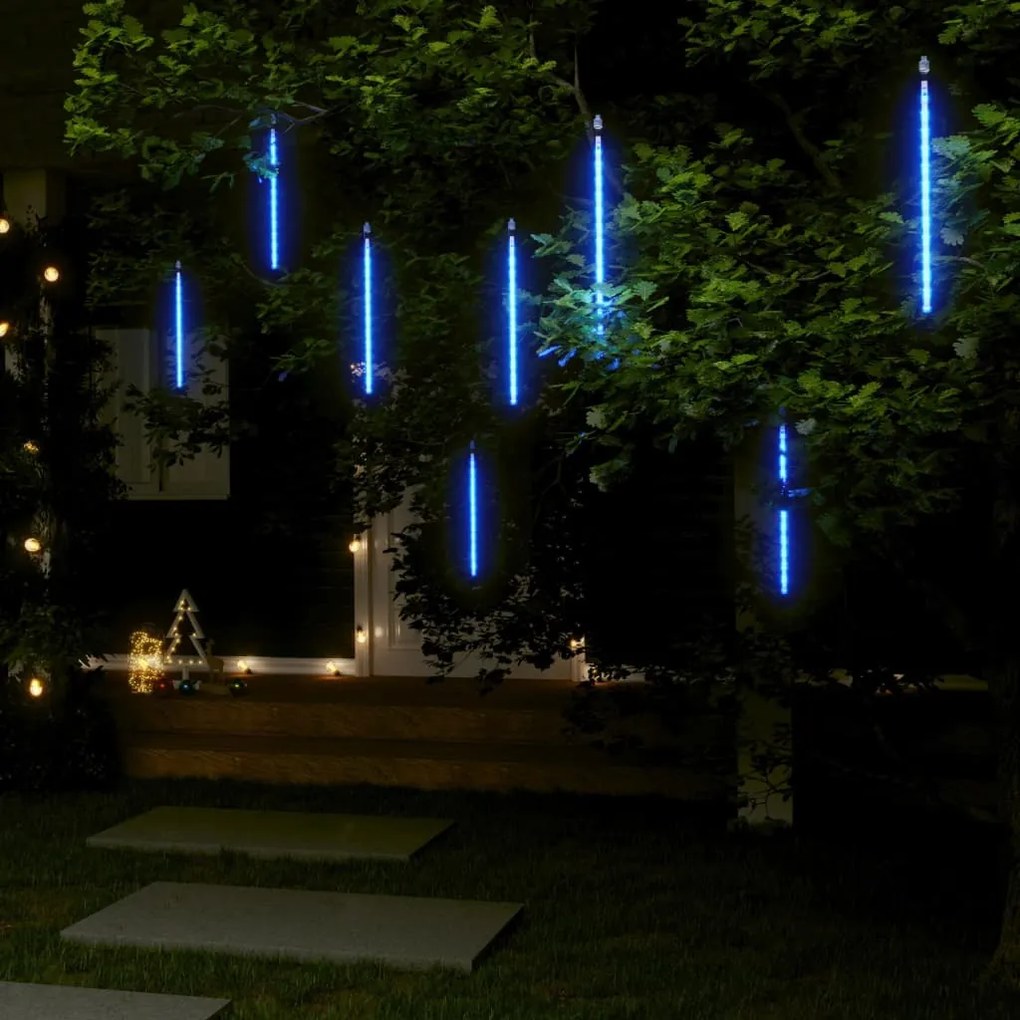 vidaXL Luzes meteoro 8 pcs 30 cm 192 luzes LED int./ext. azul