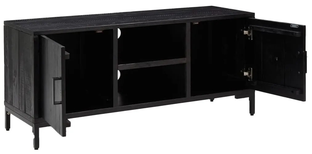 Móvel de TV 110x35x48 cm pinho maciço preto