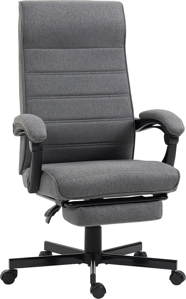 Vinsetto Cadeira Escritório Giratória Reclinável com Altura Ajustável e Apoio para os Pés Retrátil 68x67x106-114 cm Cinza | Aosom Portugal