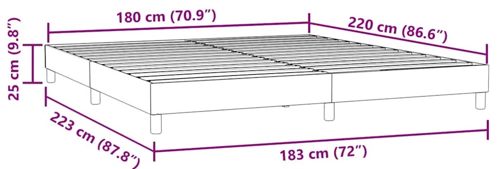 Cama com molas sem colchão 180x220 cm veludo rosa