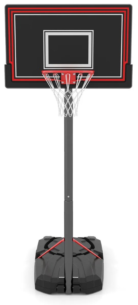 Cesto de Basquetebol Portátil Ajustável em Altura 230-305 CM com Rodas Base de Enchimento para Adultos/Jovens/Crianças