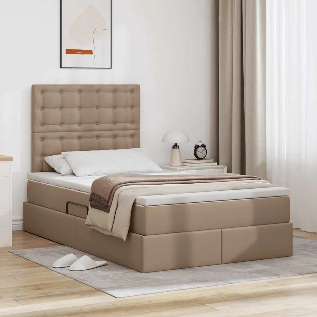 vidaXL Cama com Armazenamento Cappuccino 120 x 200 cm Couro Sintético