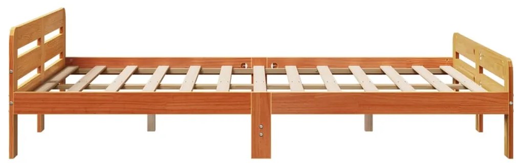 Cama sem colchão 140x190 cm pinho maciço castanho-mel