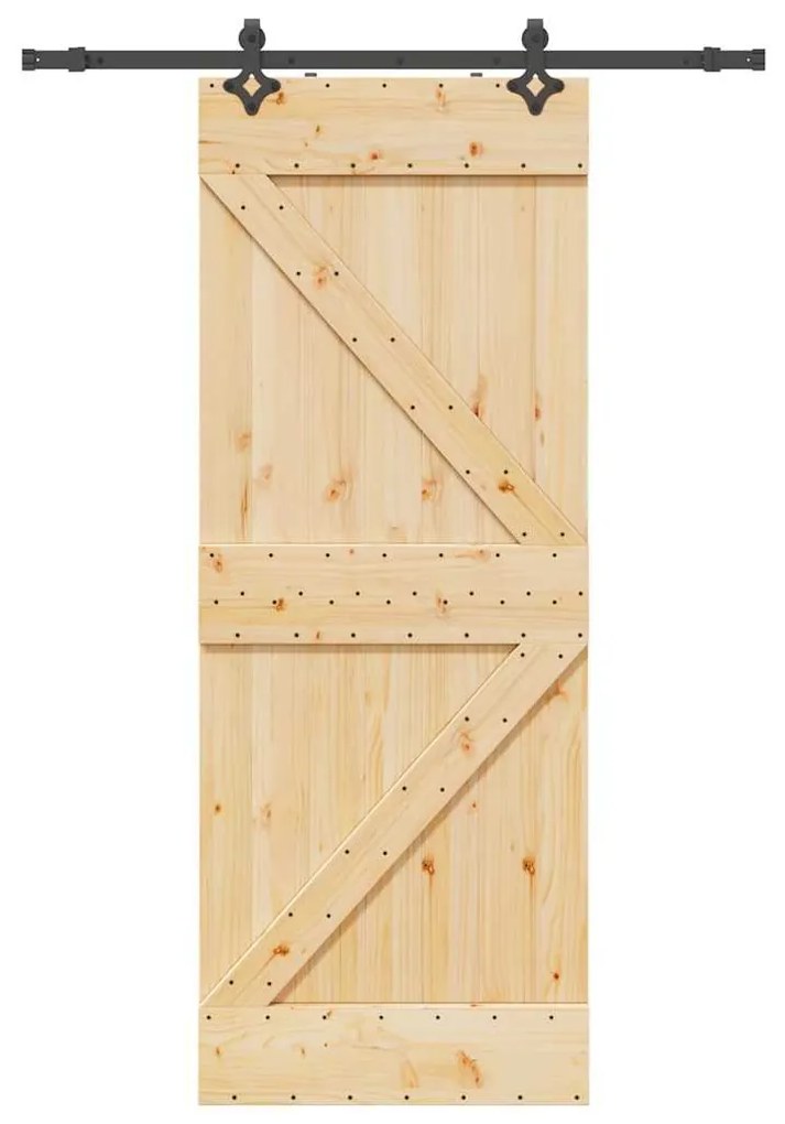 VidaXL Porta de correr com ferragens 80x210 cm madeira de pinho maciça