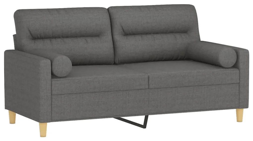 Sofá 2 lugares +almofadas decorativas 140cm tecido cinza-escuro