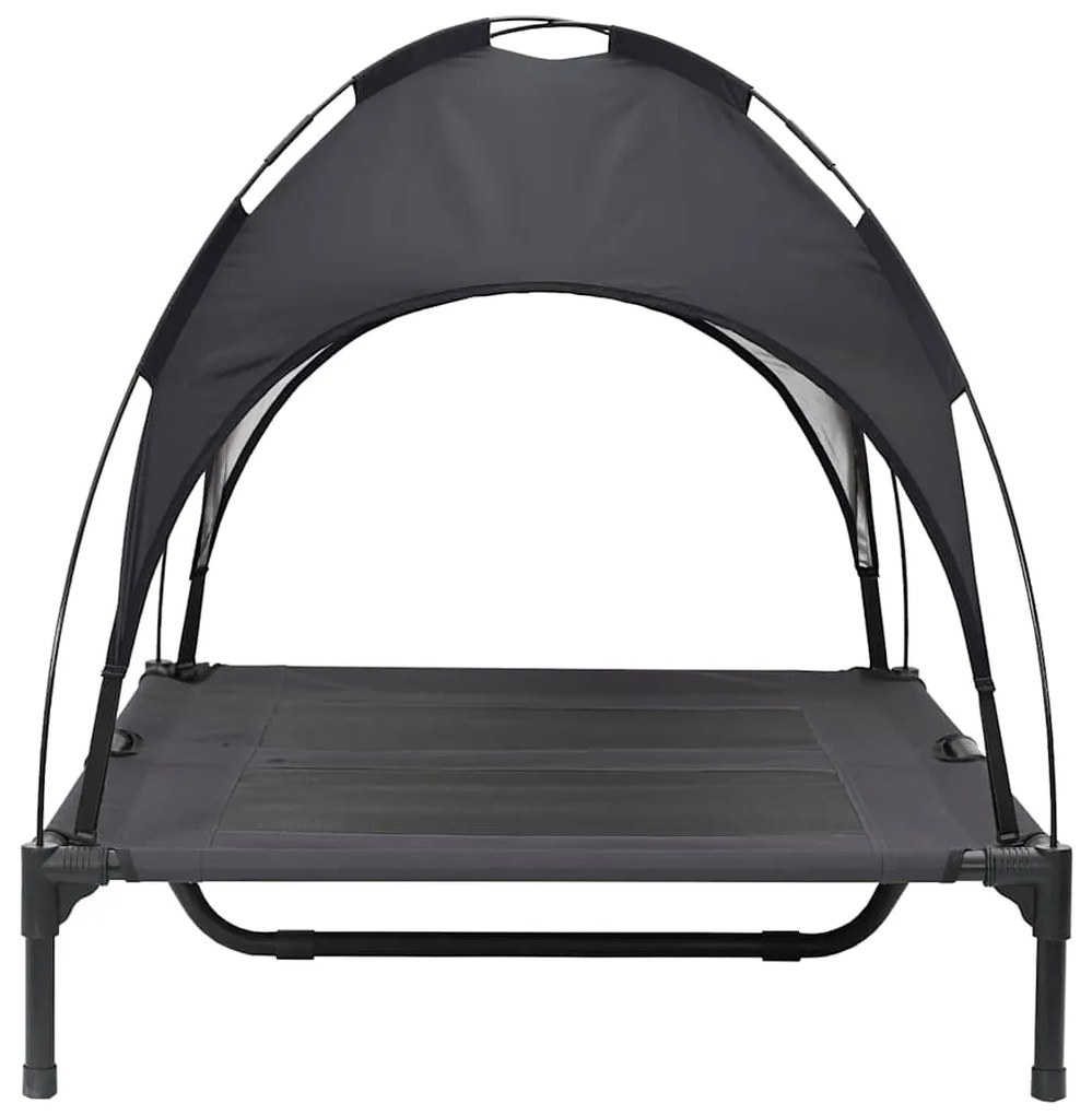 Cama Elevada para Cão com Toldo Removível Preta L Aço