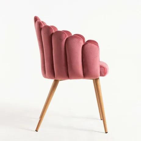 Cadeira Flow em Veludo - Rosa - Design Nórdico