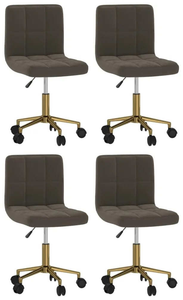 vidaXL Cadeiras de jantar giratórias 4 pcs veludo cinzento-escuro
