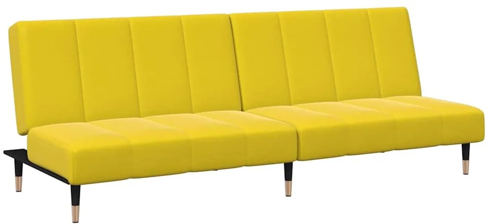 Sofá-cama 2 lugares c/ apoio de pés veludo amarelo