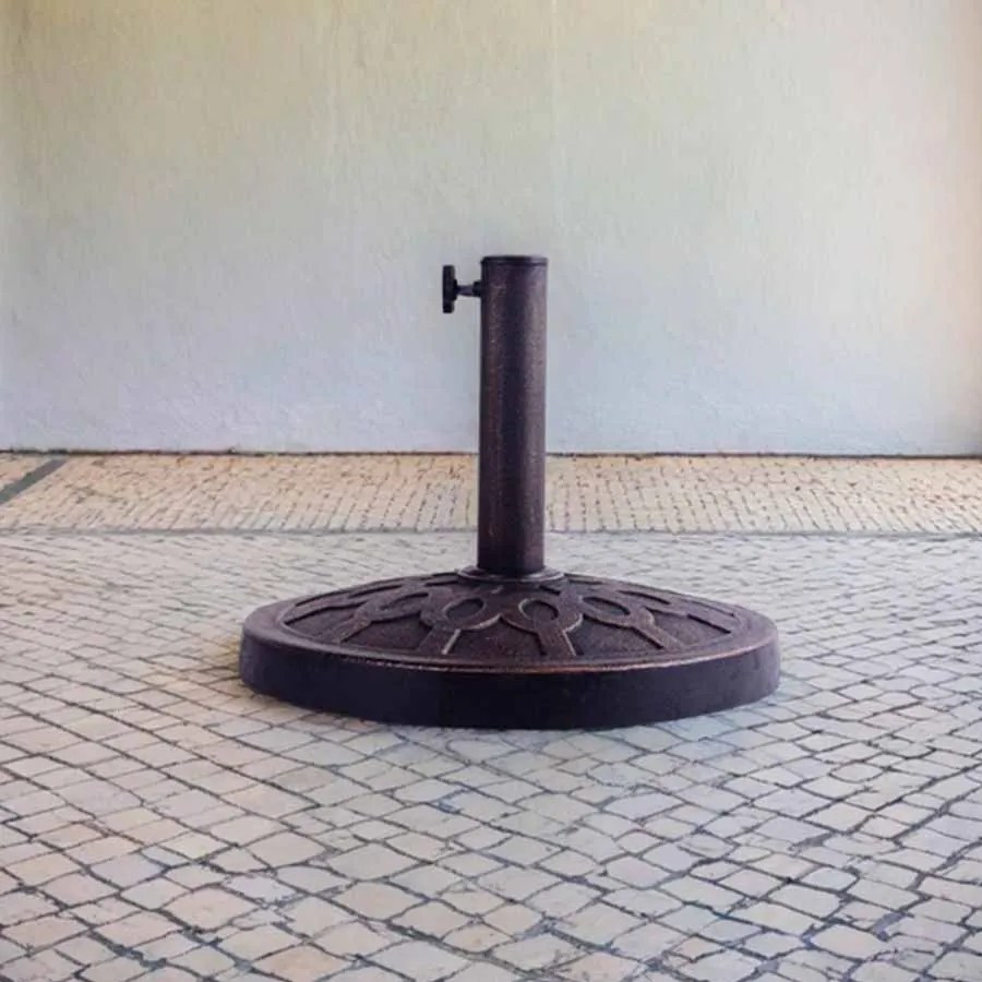 Base redonda de resina para guarda-sóis de exterior, jardim, pátio, para mastro de guarda-sóis de Φ38 mm ou Φ48 mm, bronze