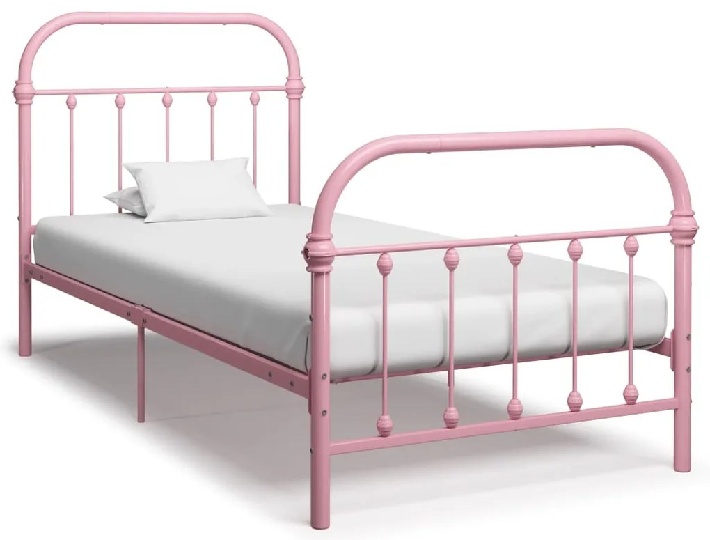 Estrutura de cama 100x200 cm metal rosa
