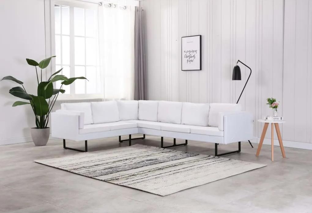 Sofá de canto couro artificial branco