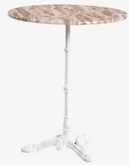 Mesa De Bar Redonda Ø60cm Em Pedra Natural Azteca Mármore Bege Panther - Branco Glacial - Sklum