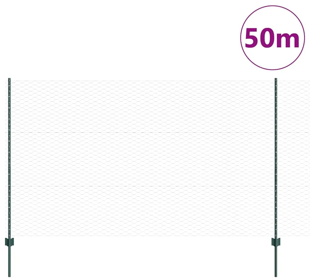 Postes de Cerca vidaXL 11 pcs U-Channel Verde 140 cm Aço