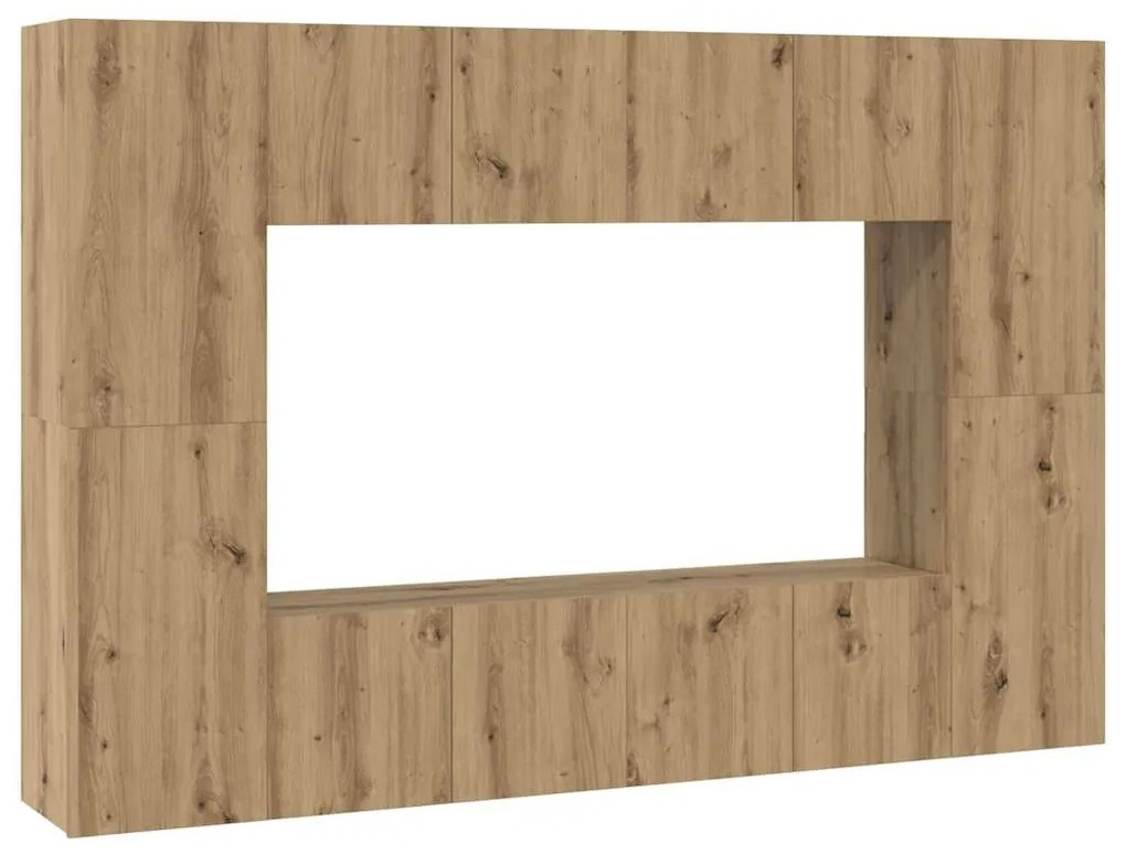 Conjunto de móvel de TV com prateleira 8 pcs carvalho artisiano