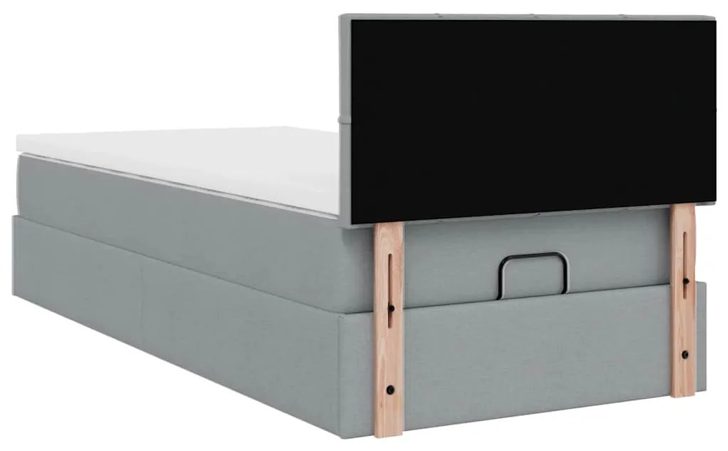 Cama otomana com colchão 100x200 cm tecido cinzento claro