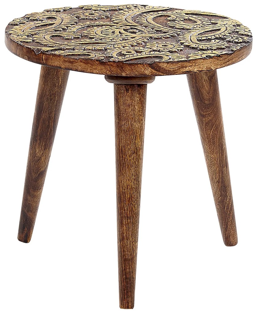 Conjunto de 2 mesas de apoio em madeira escura de mango e dourado CHANPI Beliani