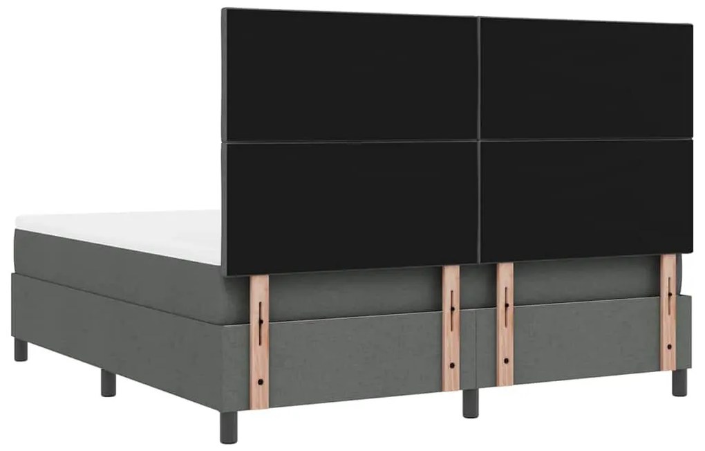 Cama Box Spring com Colchão Cinza Escuro Super King Tecido