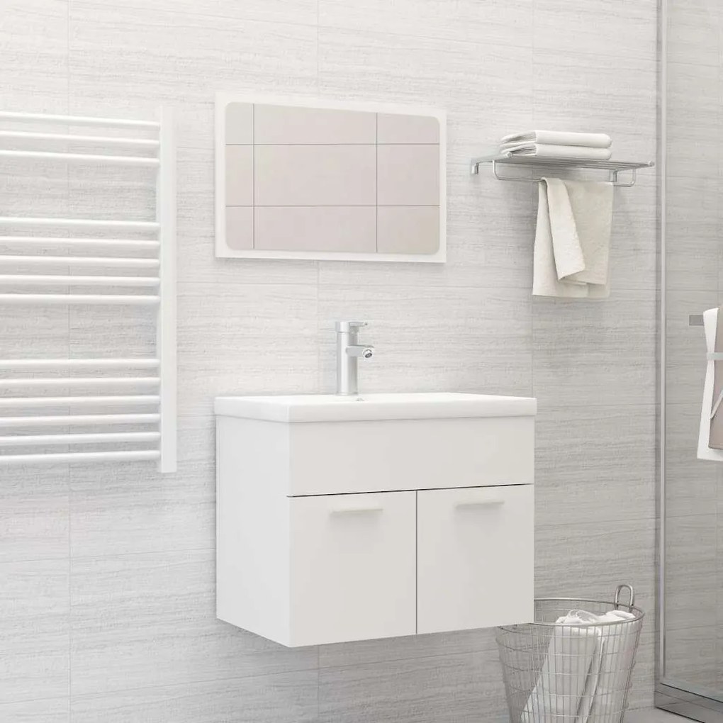 2 pcs conjunto móveis casa de banho derivados de madeira branco